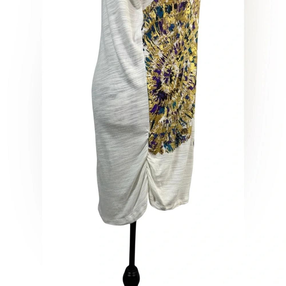 Cupio Cream Abstract Medallion V-Neck Slub Knit Top Size Large - Picture 4 of 11